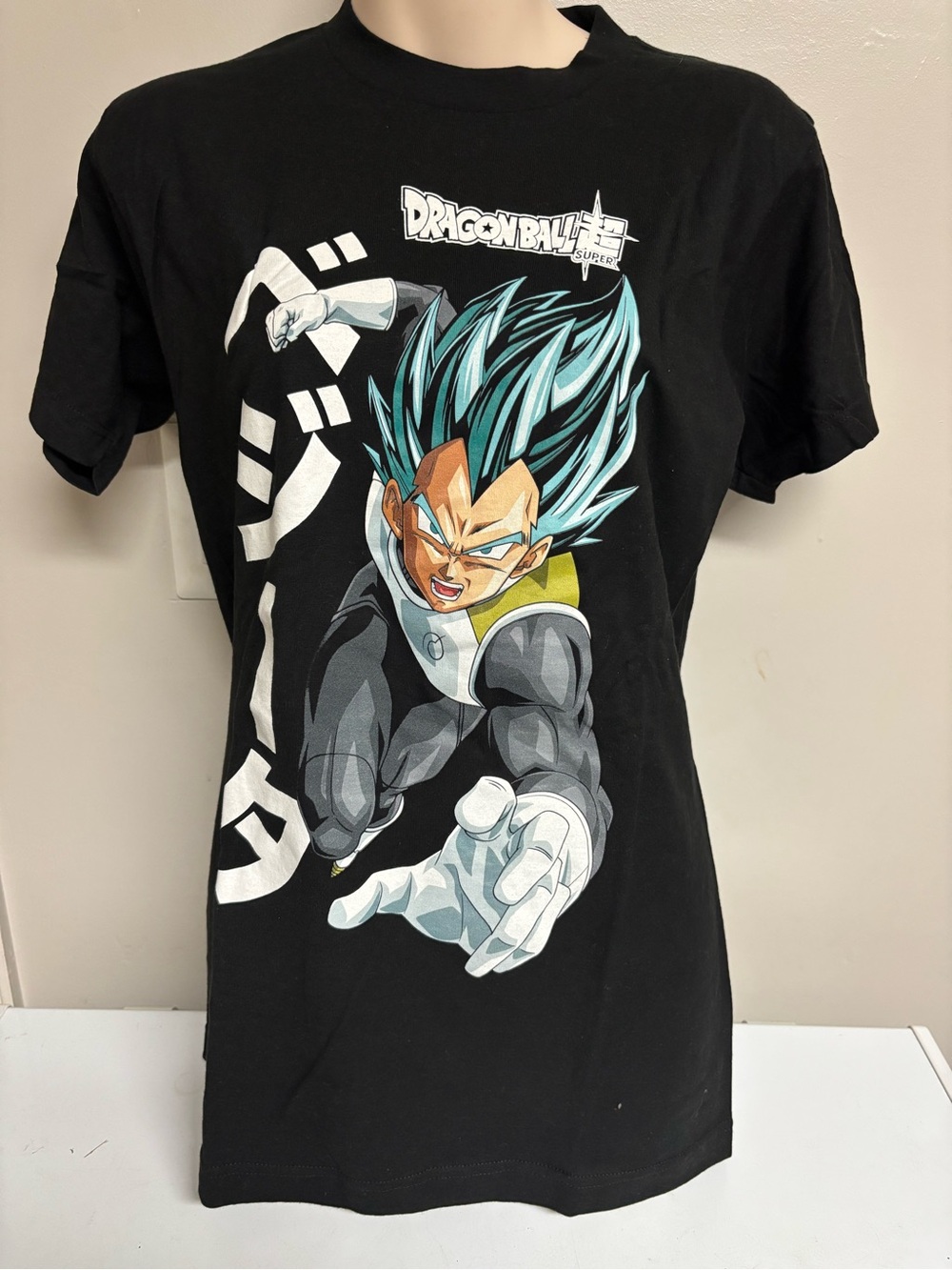 Dragon Ball Z Graphic Tee - Black with Blue-Haired Character - Picture 1 of 2